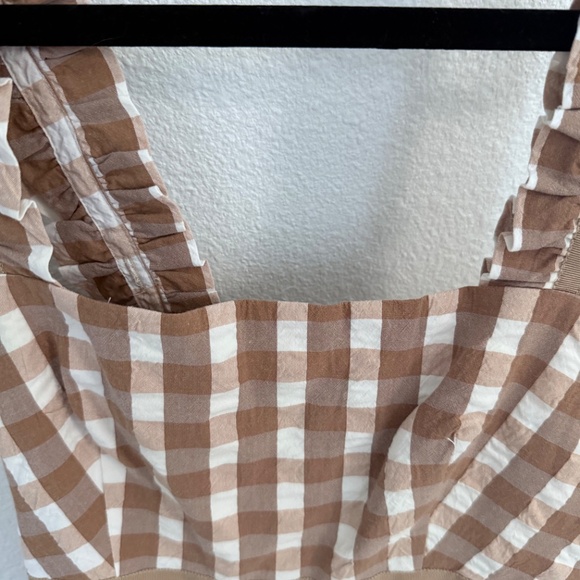 Tuckernuck Madeline Tan Gingham Maxi Dress SZ: small - Picture 5 of 6